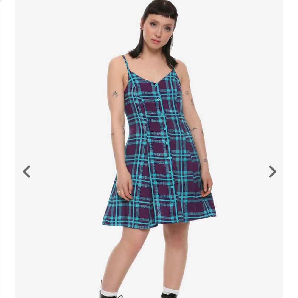 Purple & Teal Plaid Button-Front Dress